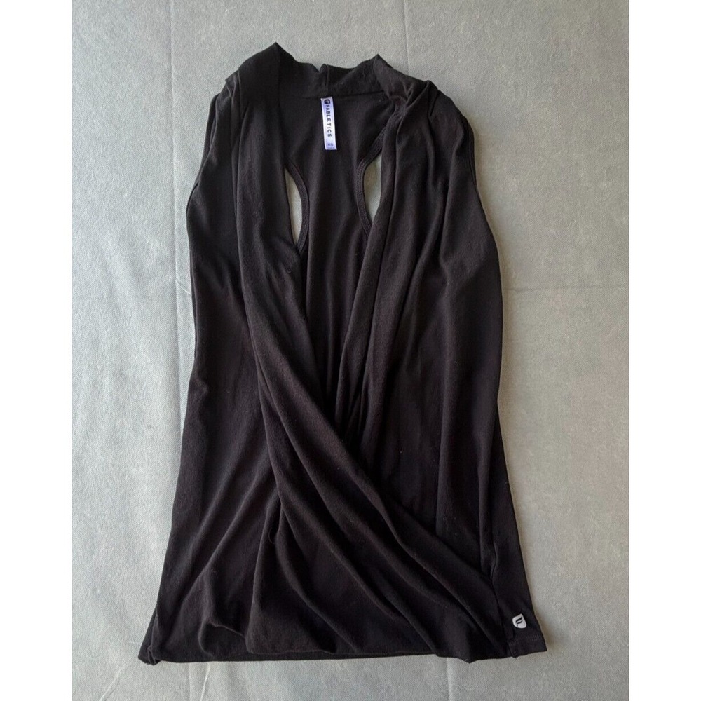 Fabletics Wrap Top Women's XS Black Racer Back Polyester Stretch Sleeveless